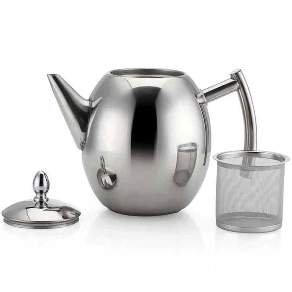 HESITONE Stainless Steel Material Teapot Coffee Pot Kettle with Tea Leaf  Infuser Filter 
